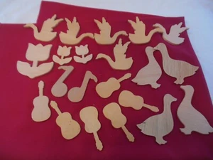 21 Wood Cutouts, Unpainted Geese-Ducks-Guitars-Flowers-Notes Great Condition - Picture 1 of 9