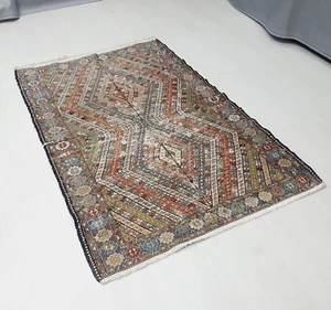 Tappeto Sumak di Seta Caucasico 4x6 piedi Tappeto di Qualità Fine Seta Sumak Kilim Tappeto - Foto 1 di 9