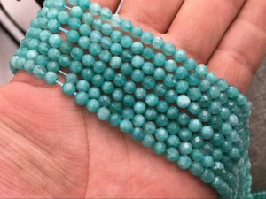 Facettiert 4 mm Blau Aquamarin Rund Edelstein Lose Perlen 15 Zoll AAA - Bild 1 von 10