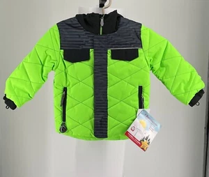Obermeyer Boys Jacket Wildcat Size 3 61011 Glowstick Insulated Top Hooded NWT - Picture 1 of 6