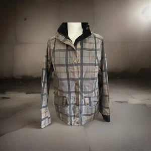 Barbour Leaderfoot waxed jacket 10 P2p 22in PRISTINE Country Chic Winter Tartan - Picture 1 of 11
