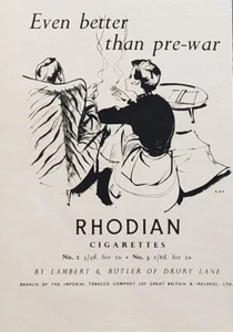 1951 Rhodian Cigarettes Even Better Than Prewar Vintage Print Ad - Bild 1 von 1