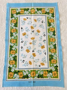 Vintage Linen Blend Tea Towel w Poppy Field Pattern Floral Kitchen Art Gift Idea - Bild 1 von 15