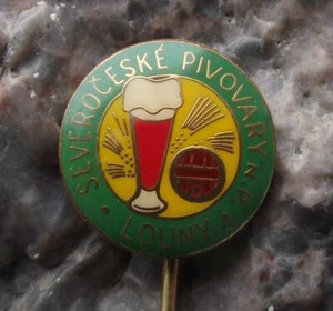 Vintage Pivovary Louny Tschechisches Lager Bier Brauerei Glas Weizen Logo Pin Abzeichen - Bild 1 von 7