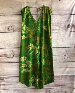 Manuheali'i Womens Large Jumpsuit Romper Cropped Green Yellow Floral V Neck Rare - Picture 1 of 12
