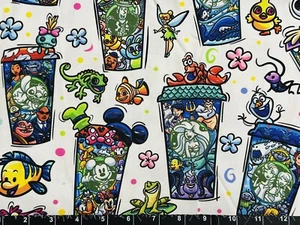 Tina SCRAP 9"x14" Custom Starbuck Cup Mickey Stitch Disney Tumbler Cotton Fabric - Picture 1 of 1
