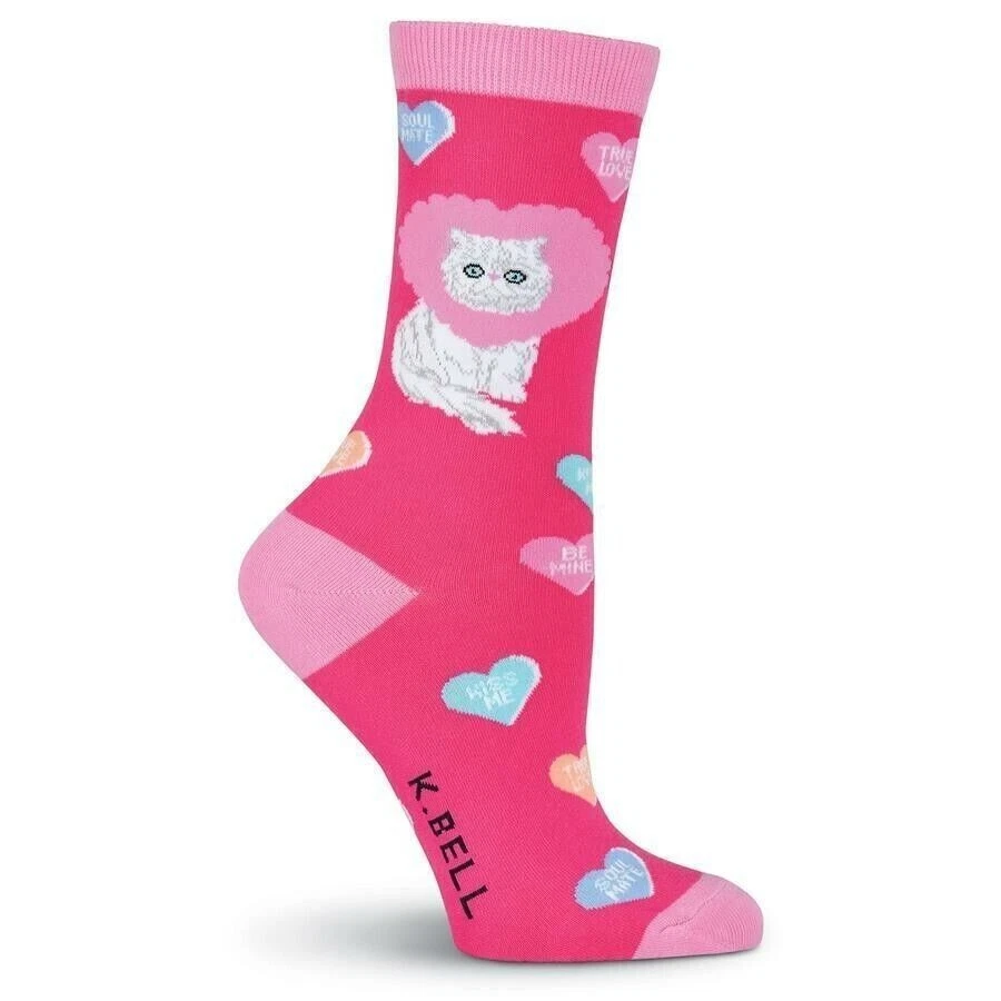Calcetines Candy Heart Cat para mujer talla 9-11 rosa K Bell Kitty moda nuevos Foto 1 de 1