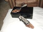 New In Box Newport News Camel/ Black Reptile Strappy High Heels Sie 5.5 M