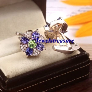 Natural Tanzanite & Peridot Stones with 925 Sterling Silver Cufflinks For Men #6 - Picture 1 of 6