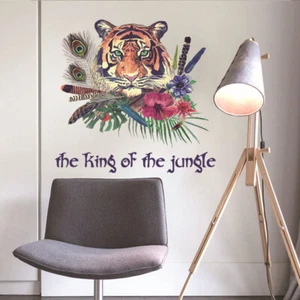 Removable Wall Stickers BOHO Tiger King of the Jungle Wall Decor Decals AU Tube - Picture 1 of 7