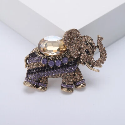 Creative Rhinestone Inlaid Elephant Brooch Animal Pin Fashion Clothing Accessory - Image 1 of 4