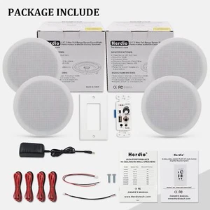 4 *Herdio 6.5'' Bluetooth Ceiling Speakers 600W Bass USB Wall Amplifier Receiver - Picture 1 of 11