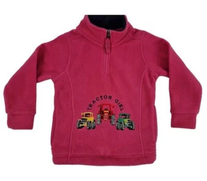 Hazy Blue BNWT ~Tractor Girl~ Fleece Top Age 1 - 2 yrs Pink Soft Zip Farm Jumper - Picture 1 of 5