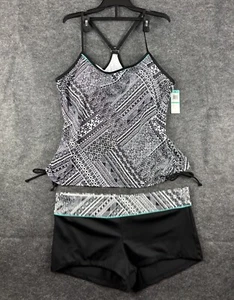 NWT SOUTH POINT BLACK/WHITE TANKINI SIZE 16 - Picture 1 of 14