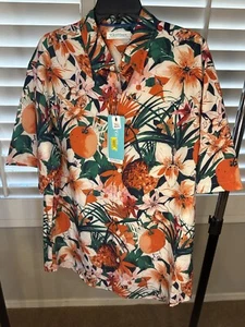 Caribbean Tropical Aloha Hawaiian Print Short Sleeve Men Shirt Size XLT - Picture 1 of 8