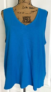 J Crew T-Shirt Slub Cotton Tank V-Ausschnitt ärmellos blau XL Baumwolle - Bild 1 von 5