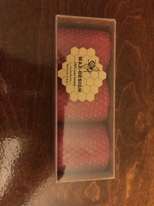 100% Pure Beeswax 2" Red Candles Handrolled in Minnesota U.S.A. By Wax-Design - Picture 1 of 3