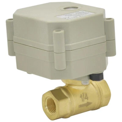 Válvula de bola motorizada de latón DN8 de dos vías 1/4" DC5V, DC12V, DC24V control multilínea Foto 1 de 4