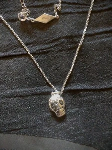 Disney Treasures Coco Black & White Diamond Sugar Skull Necklace Sterling Silver - Picture 1 of 6