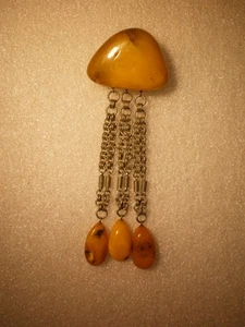 Vintage Baltic Latvian Butterscotch Amber Pin Brooch 22 gr - Picture 1 of 6