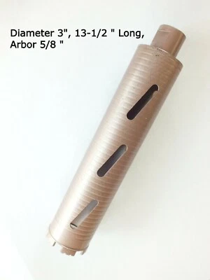 TECHDIAMONDTOOLS Diamond Drill Bit Core Boring CONCRETE DRILL 13-1/2" Long, Diameter Size 3 inch