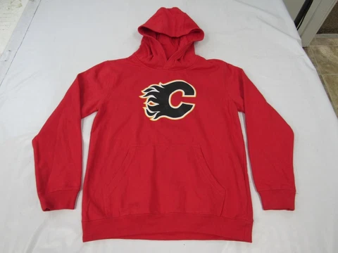 New -Minor Flaw- Calgary Flames Youth Size L Large (14/16) Red Hoodie Cover