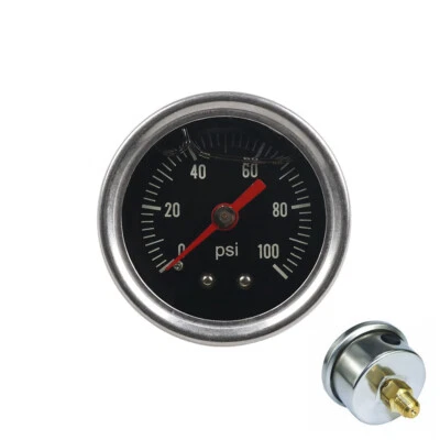 Medidor de presión de aceite 0-100 psi regulador de presión de combustible medidor lleno de líquido 1/8" NPT Foto 1 de 4