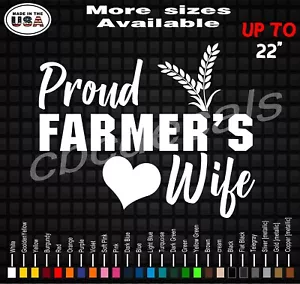 Proud Farmer's Wife Decal Sticker Farmer's Wife Vinyl Decal Stickers Farm Wife - Picture 1 of 2