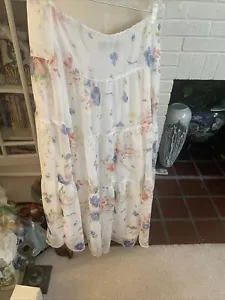 Ralph Lauren Off White Blumenmuster abgestufter Georgette Bauernrock Gr. 14 Boho Hippie - Bild 1 von 8