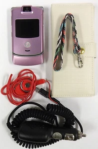 Motorola RAZR V3m - Pink and Silver ( Sprint ) Very Rare Flip Phone - Bundled - Picture 1 of 4