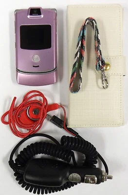 Motorola RAZR V3m - Pink and Silver ( Sprint ) Very Rare Flip Phone - Bundled - Image 1 of 4