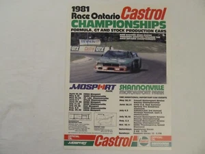 Vintage 1981 Race Ontario Castrol Championships Car Racing Race Poster - Picture 1 of 3