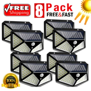 8Pack Solar Power 100LED Lights PIR Motion Sensor Outdoor Security Garden Lamp - Picture 1 of 6