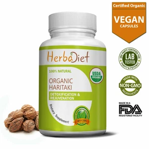 Organische Haritaki Kapseln Terminalia Chebula 400mg Veg Harad Detoxifier V-Caps - Bild 1 von 5