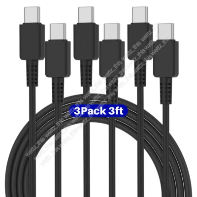 3 Pack Type C to USB C Cable Fast Charger Charging Cord For Samsung iPhone 15 16 - Image 1 of 4