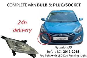 Hyundai i30 mk2 12-15 pre LCI Front Bumper Fog Light with LED DRL Driver Right - Picture 1 of 7