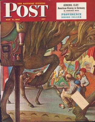 MAY 3 1947 Carnival Carousel Horse NORMAN ROCKWELL SE POST ORIG COVER ONLY #1 - Image 1 of 3