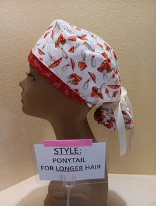Mushrooms Women's Ponytail Surgical Scrub Hat/Cap Handmade - Picture 1 of 9
