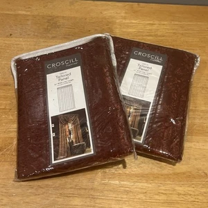 Croscill Santorini Rust Burnt Orange Shiny Tailored 2 Curtain Panels 44x84” - Picture 1 of 5