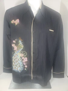 Guayabera Leinenhemd Herren XLARGE schwarz Yuca Stickerei - Bild 1 von 16
