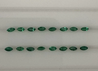 Piedra preciosa suelta natural verde esmeralda forma marquesa W 2 mm. X L 4,1 mm. Foto 1 de 2