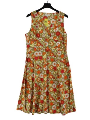 Vestido midi para mujer Laura Ashley Reino Unido 18 verde seda con algodón línea A Foto 1 de 4