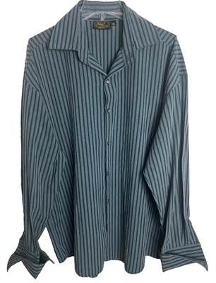 Camisa Monzini Collection Hombre XL Hecha en EE. UU. Vintage Años 90 Rayas Azules A11 Foto 1 de 4