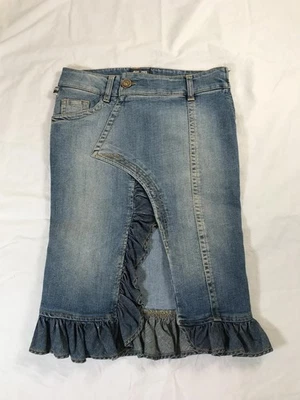 Falda vaquera Jean Paul Gaultier para mujer con detalle de volantes Foto 1 de 4