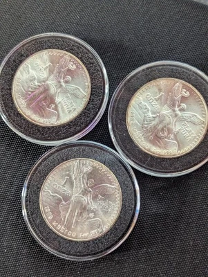 3X   1985 1 Oz 999 SILVER MEXICO Libertad Pura Plata Coin LOT Limited Mint Round - Image 1 of 2