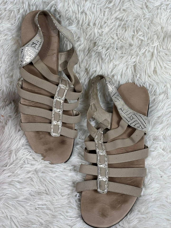 Sandalias Munro Americanas Para Mujer Talla 11 Taupe Tirantes Cuña Hechas en EE. UU. Foto 1 de 4
