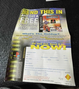 Disco de demostración de publicidad en papel PlayStation vintage formulario de pedido sin usar Sony 2000 - Imagen 1 de 2