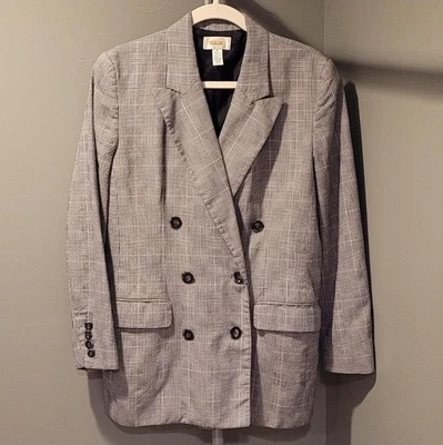 Blazer vintage Talbots para mujer de gran tamaño, talla 8, pata de gallo blanco y negro Foto 1 de 4