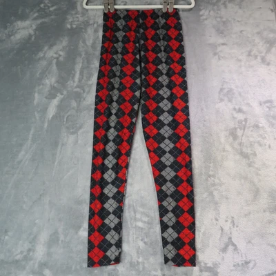 LEGGINGS DEPOT Leggings Femininas Tamanho Único Preto Argyle Xadrez Calça Elástica Macia - Imagem 1 de 4