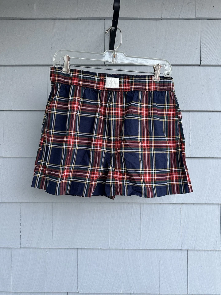 Calzoncillos boxer a cuadros J.Crew para hombre M nuevos con etiquetas algodón tartán azul marino rojo verde para dormir Foto 1 de 4